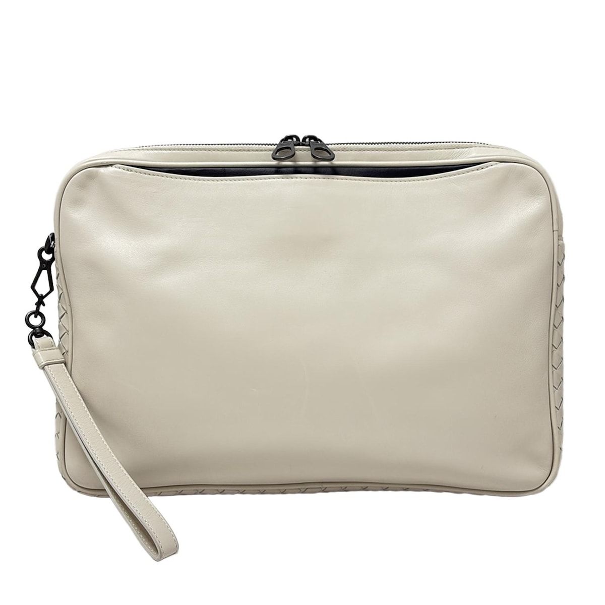 BOTTEGA VENETA ボッテガヴェネタ クラッチバッグ イントレチャート アイボリー レザー