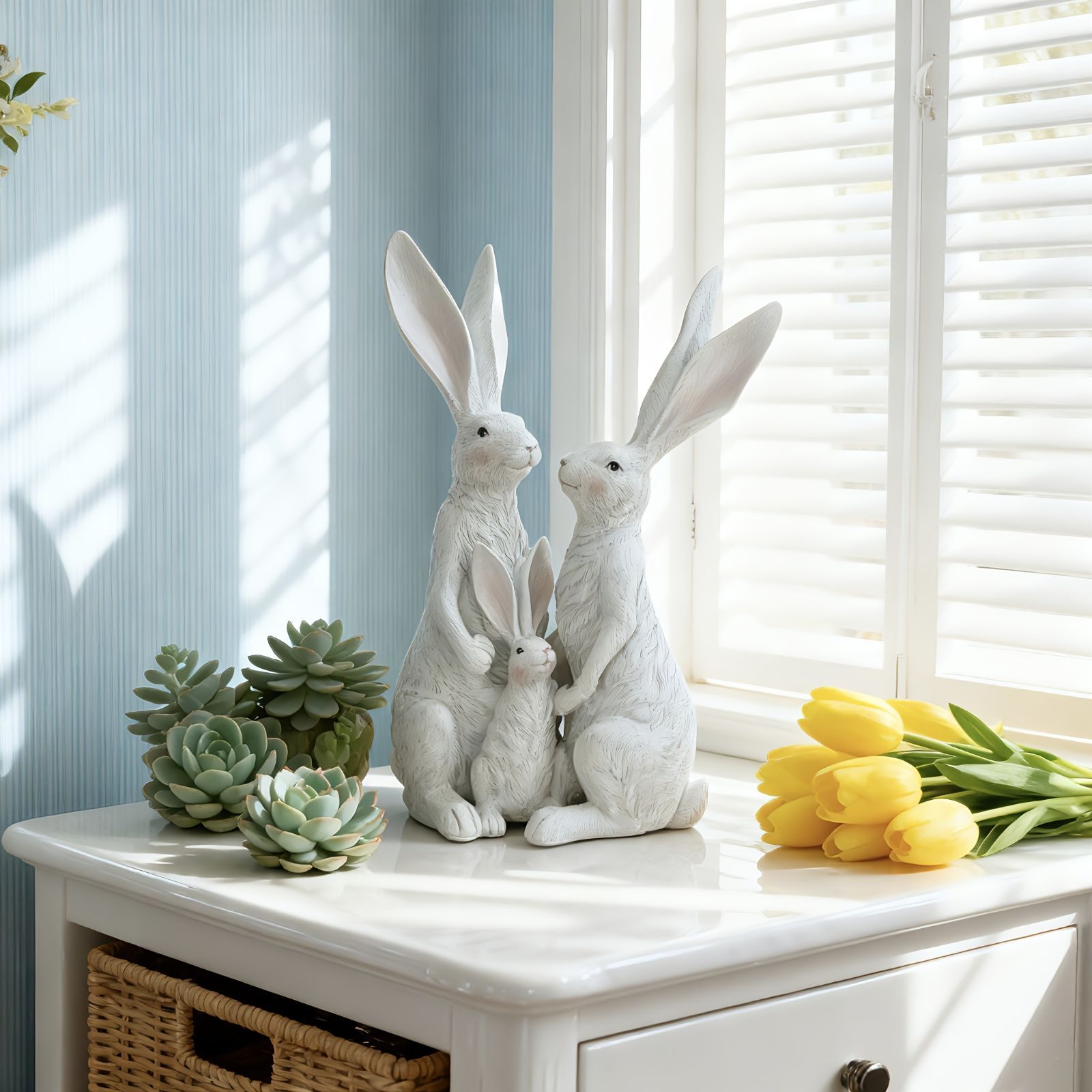 置物 オブジェ ガーデンオーナメント うさぎの家族 ウサギ ラビット 白いウサギ 屋外 屋内 室内 インテリア 玄関 リビング ダイニング 装飾 庭 ガーデニング 装飾 ガーデン 可愛い ギフト インテリア用品 贈り物 雑貨 YUZUMIYA_COM