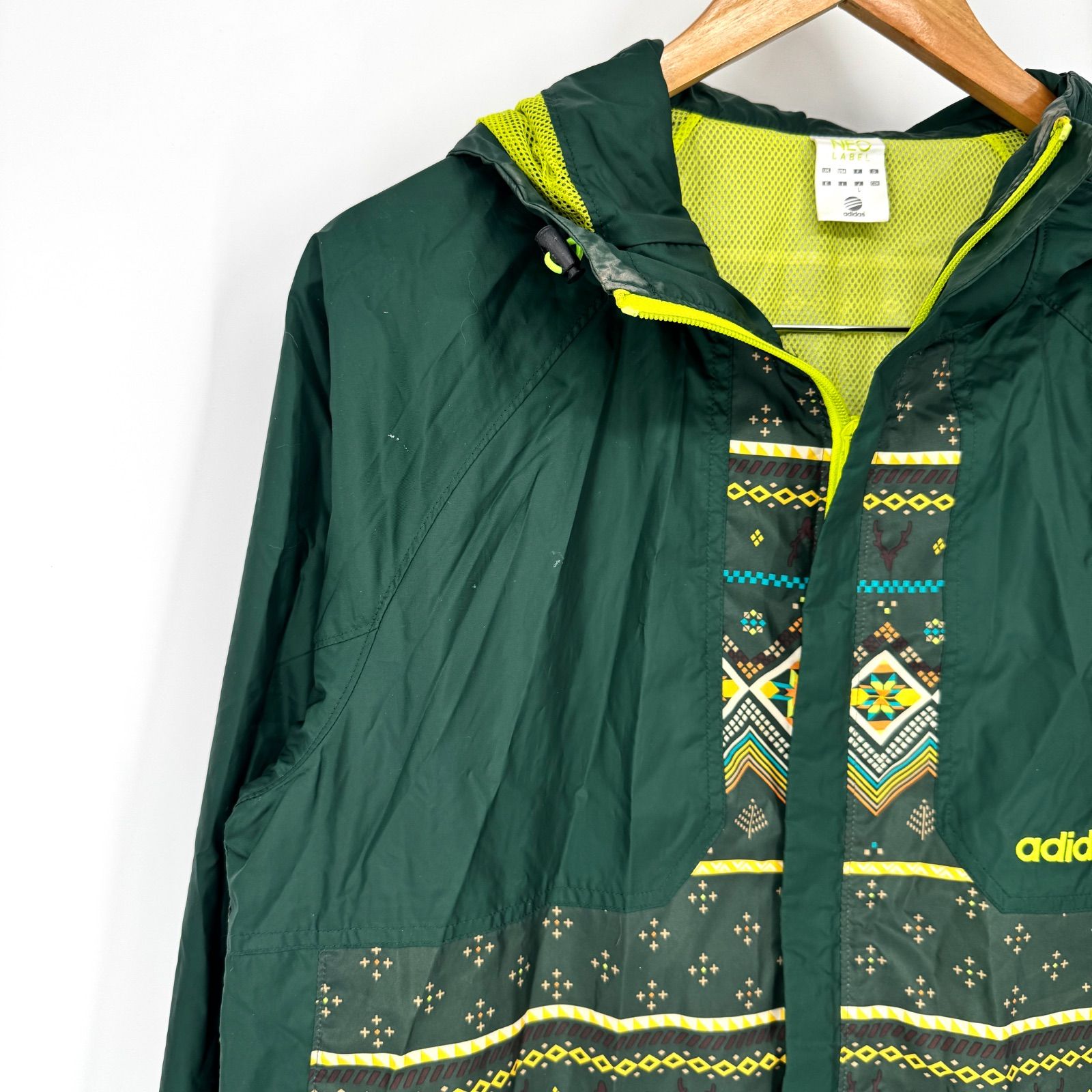 adidas NEO ナイロンジャケット ウィンドブレーカー L グリーン 