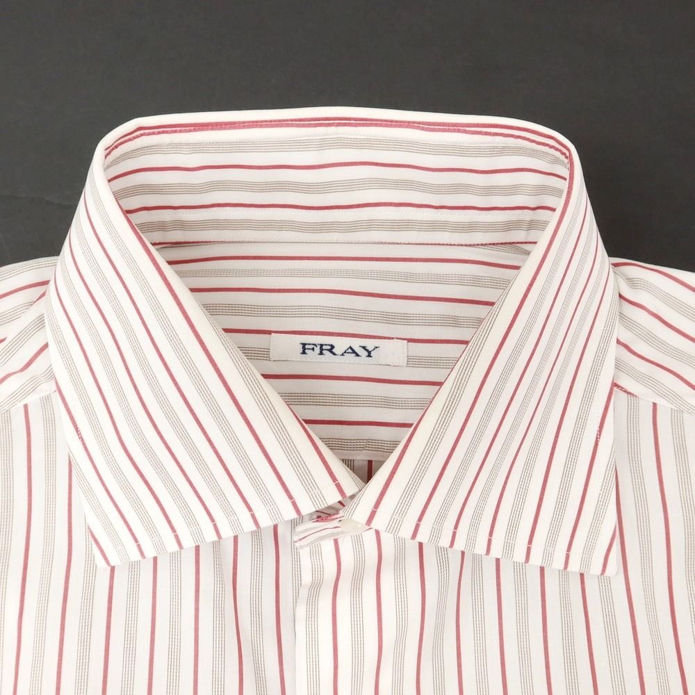 中古】フライ FRAY コットン ストライプ ドレスシャツ ホワイトx