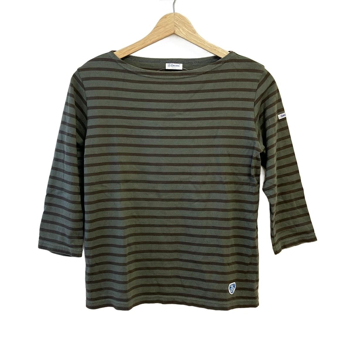 ORCIVAL◆長袖Tシャツ/1/コットン/GRN/ボーダー/ip32-02 ORCIVAL IP32-02 ボーダー 長袖Tシャツ カットソー ロンT