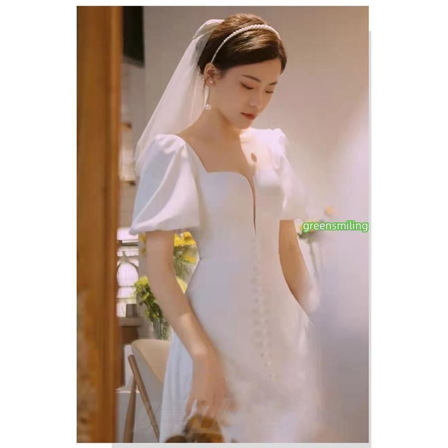 ウェディングドレス  おまけでパニエ 手袋 ベール ウェディングドレス 白 パニエ/手袋/ベール追加可能 プリンセスライン