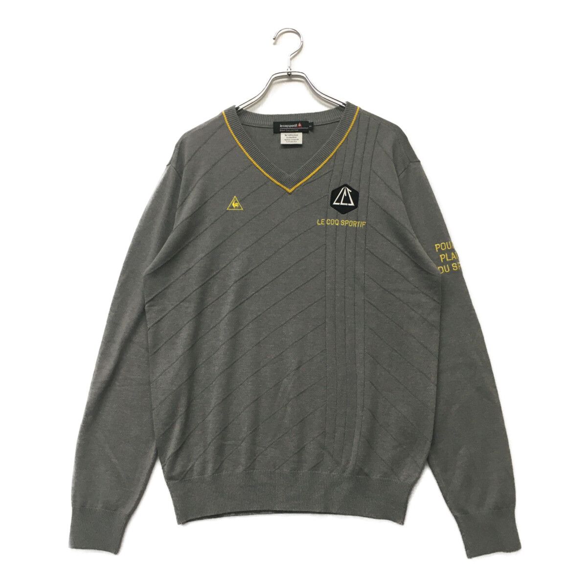 中古 メンズ ルコックスポルティフ le coq sportif セーター LL グレー 長袖Vネック ニット