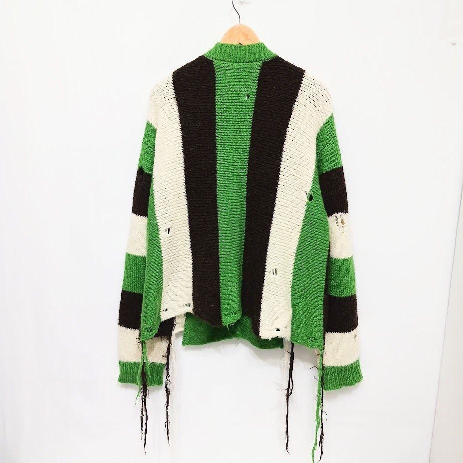 21AW doublet ダブレット ZIP UP STRIPE CARDIGAN カーディガン サイズS ウール 緑 ストライプ ダメージ加工  21AW36KN60 - メルカリ