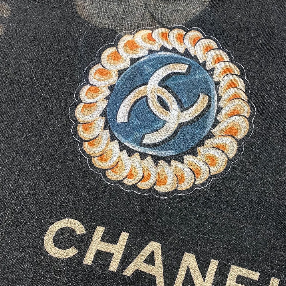 【CHANEL】25A あたたかなデザイン♪シャネル カシミヤスカーフ CHANEL】25A あたたかなデザイン♪シャネル カシミヤスカーフ