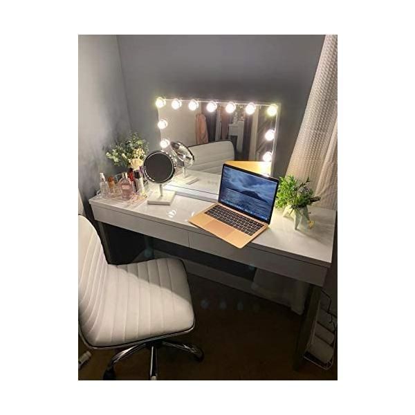 FENCHILIN 化粧鏡 女優ミラー ハリウッドミラー 壁掛け 卓上両用 USBポート付き A-58×46cm- 58x46センチメー