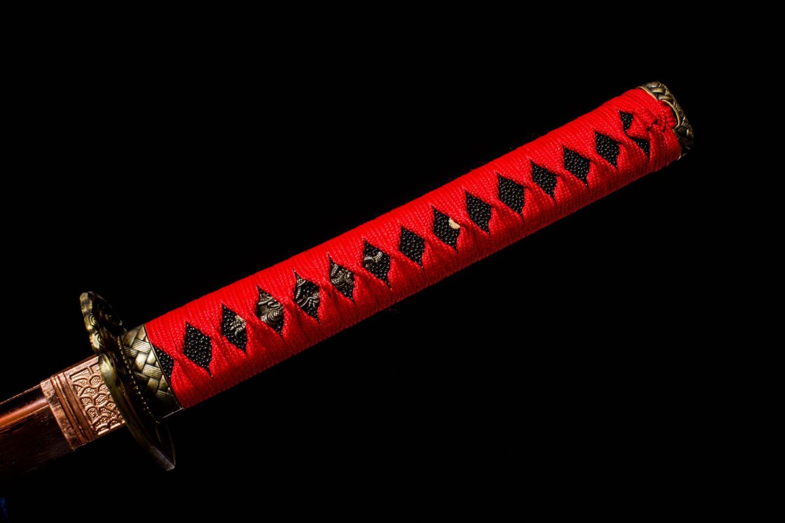 hl.jp03 武士刀模造居合刀 紅発模様鋼 全長 103cm 实木漆鞘