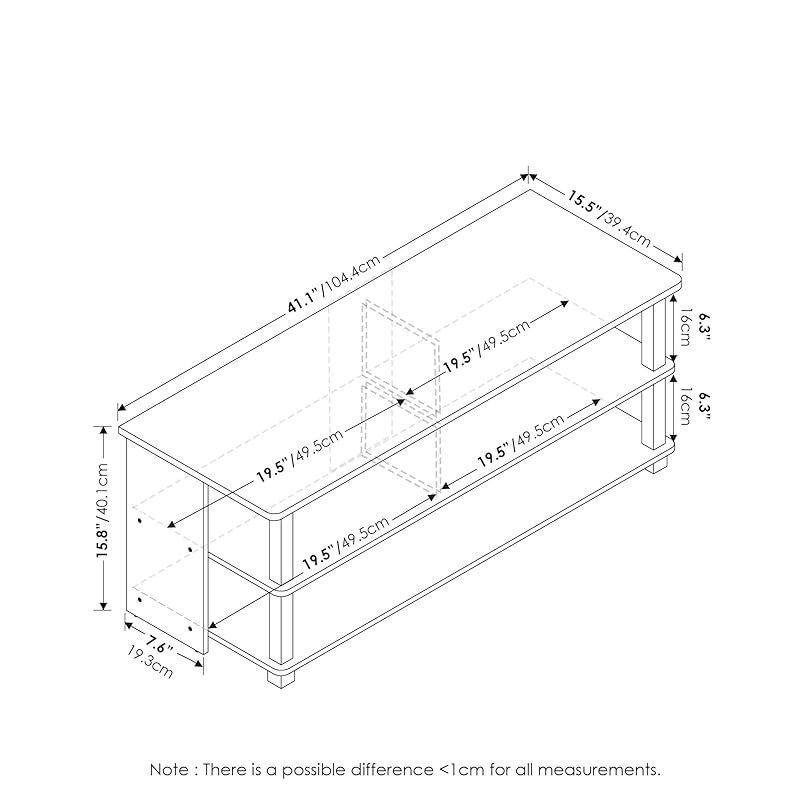 フリノ Furinno Sully テレビ台 フレンチオークグレー ブラック 50インチまで対応 3段 日本正規輸入品 0