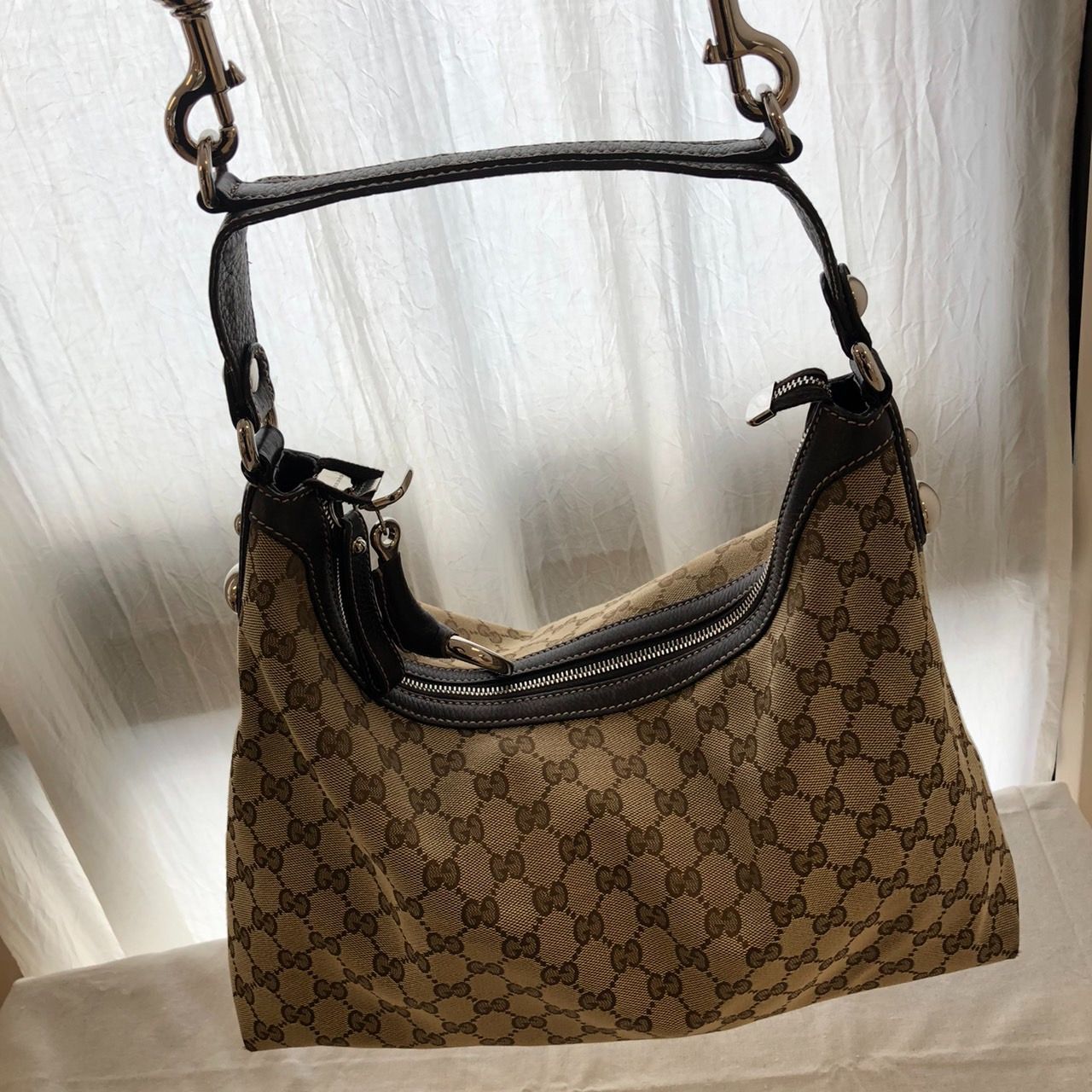 GUCCI グッチ 2way ワンショルダー バッグ GGキャンバス ホースビット