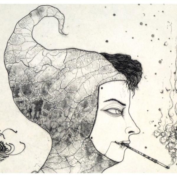 多賀 新「タイトル不明」銅版画・限定サイン入 江戸川乱歩文庫のカバー