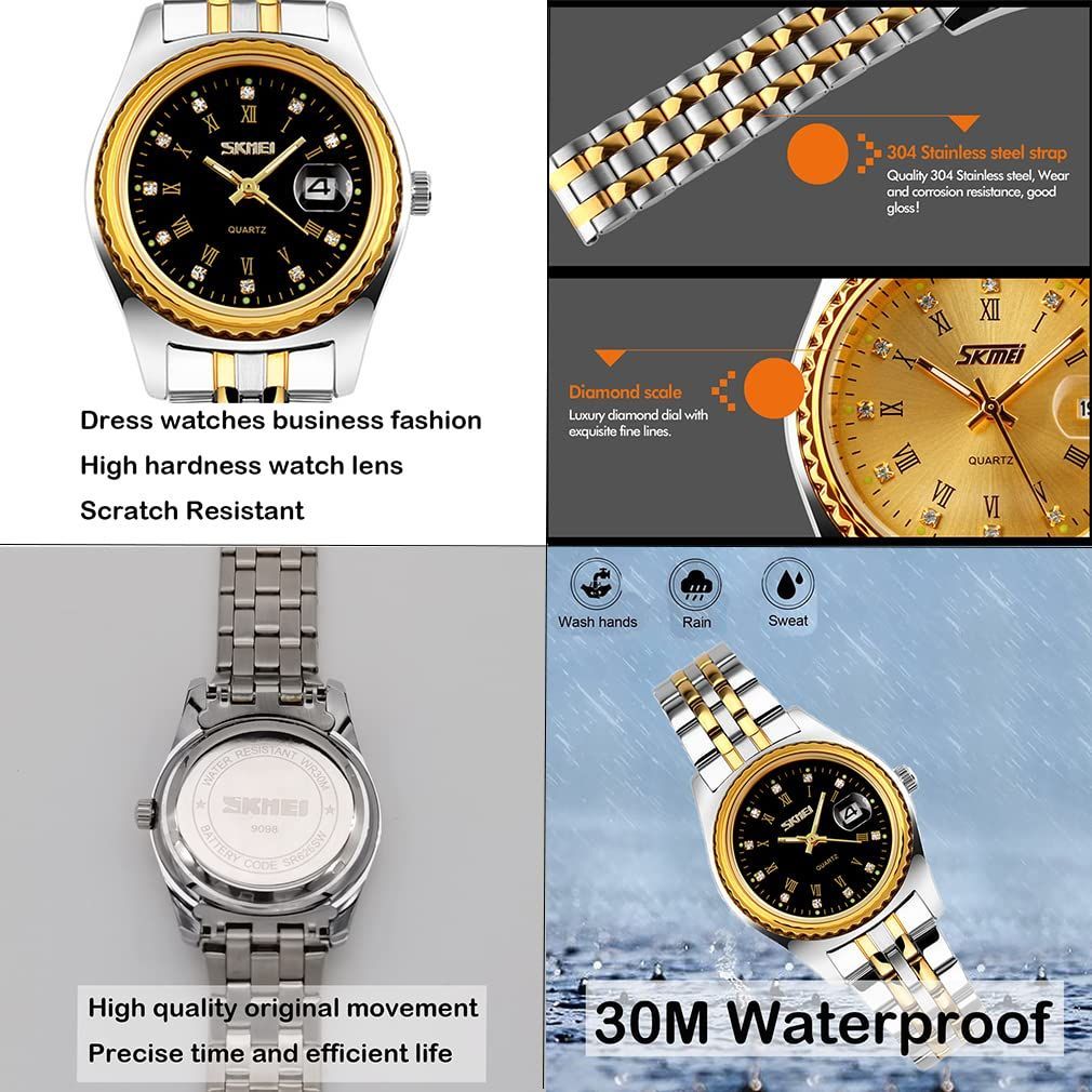  アナログ れでいーす ブランド うで時計 おしゃれ クラシック カジュアル ビジネス シンプル 防水 日付女性用 ステンレス 時計 シルバー ゴールド プレゼント レディース ブラック 腕時計 Watch 腕時計 キッズファッション小物