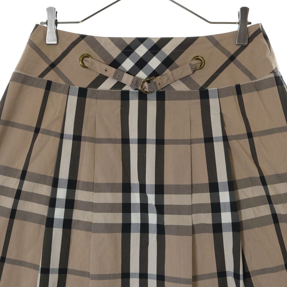 BURBERRY バーバリー ノバチェック スカート ベルト 42 ベージュ 現行タグ付✨ バーバリー スカート プリーツ ノバチェック