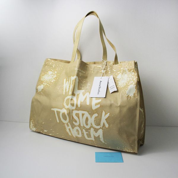 未使用 保管品 2021SS Acne Studios アクネストゥディオス Oilcloth Tote Bag オイルクロス  トートバッグ/ベージュ【2400013319478】