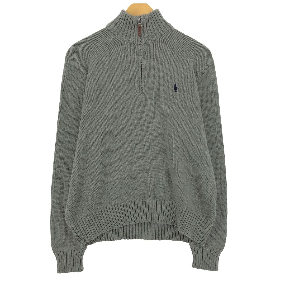 古着 ラルフローレン Ralph Lauren POLO by Ralph Lauren コットンニットハーフジップセーター メンズL/eaa406307