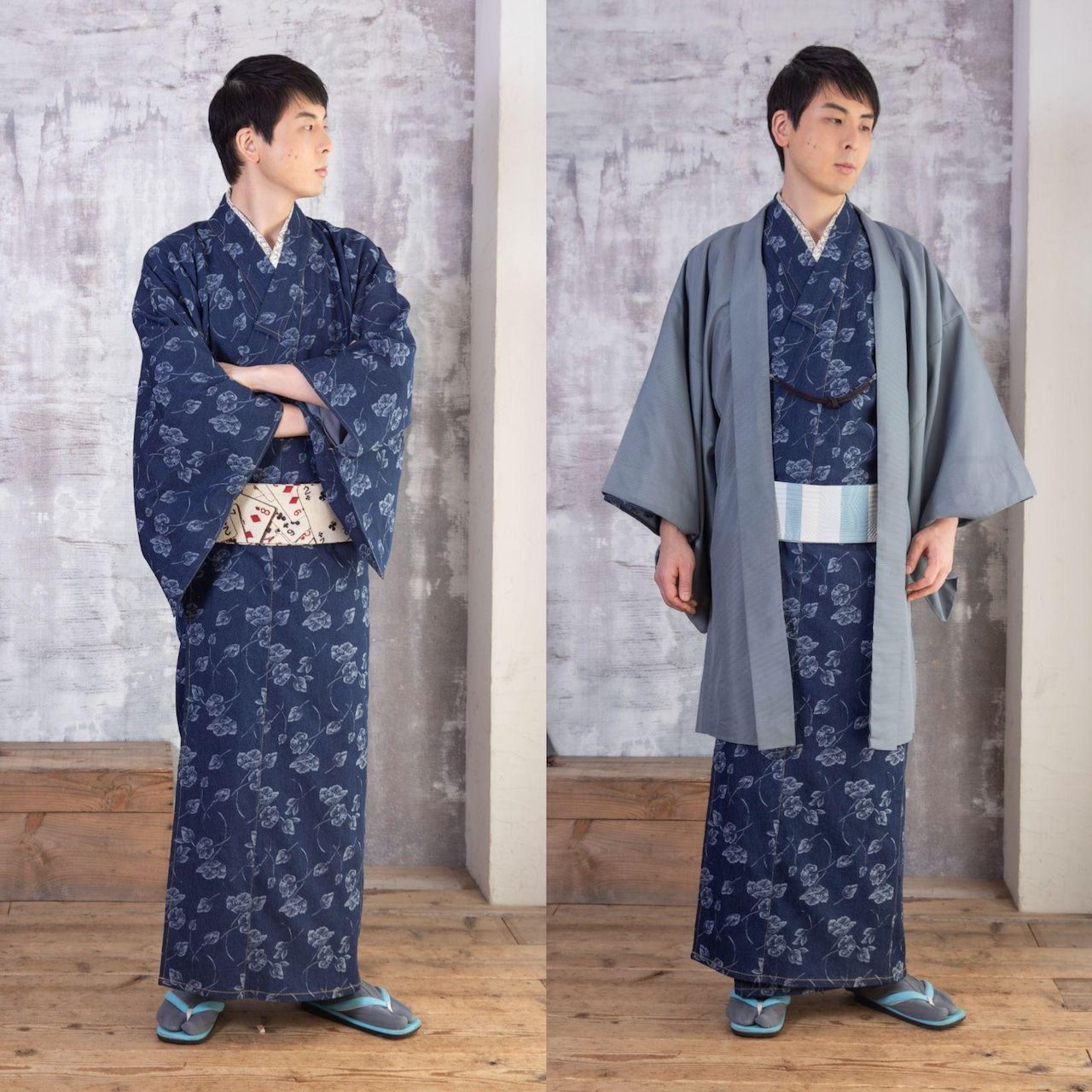 未着用　小紋　デニム着物　縦縞模様　ペールオレンジ　縦様着物　083w p 楽天市場】【 単衣 仕立済み 】 岡山デニム着物 （水玉） M L 綿