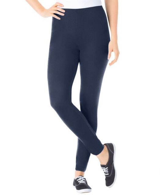 送料無料 ウーマン ウィズイン レディース レギンス ボトムス Plus Size Within Stretch-Cotton Knit Pull-On Leggings Navy