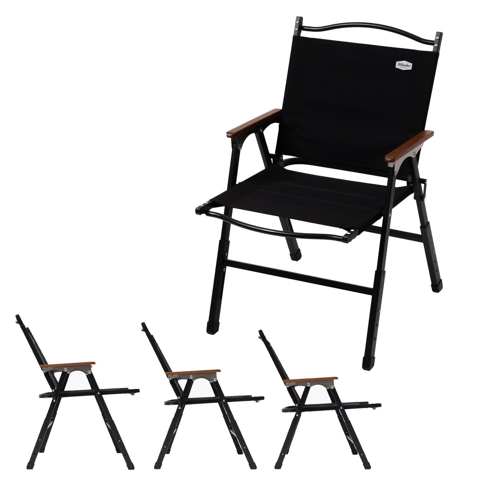 数量 Hilander ハイランダー LIT CHAIR リットチェア 高さ調整 折りたたみチェア フォールディングチェア 耐荷重100kg 軽量 ディレクターズチェア アウトドア キャンプ BBQ チェアリング ピクニック レジャー 釣り ブラ