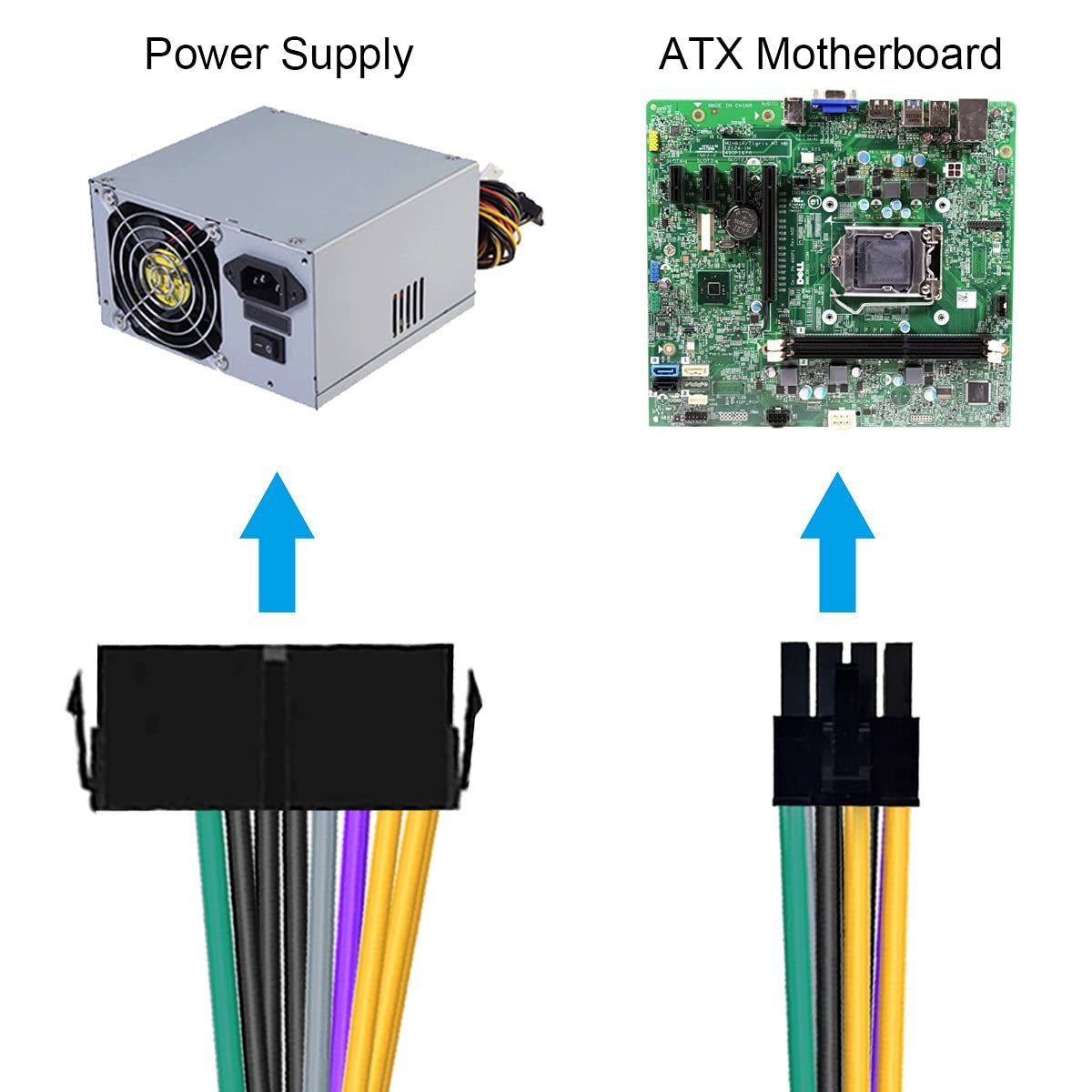 在庫処分】7020 9020 3020 Q75 マザーボード Q65用、ATX ピンから8Pin電源変換ケーブルDELL用、Optiplex PSU  電源アダプター 24 ケーブル、30cm Xiatiaosann 18AWG - メルカリ