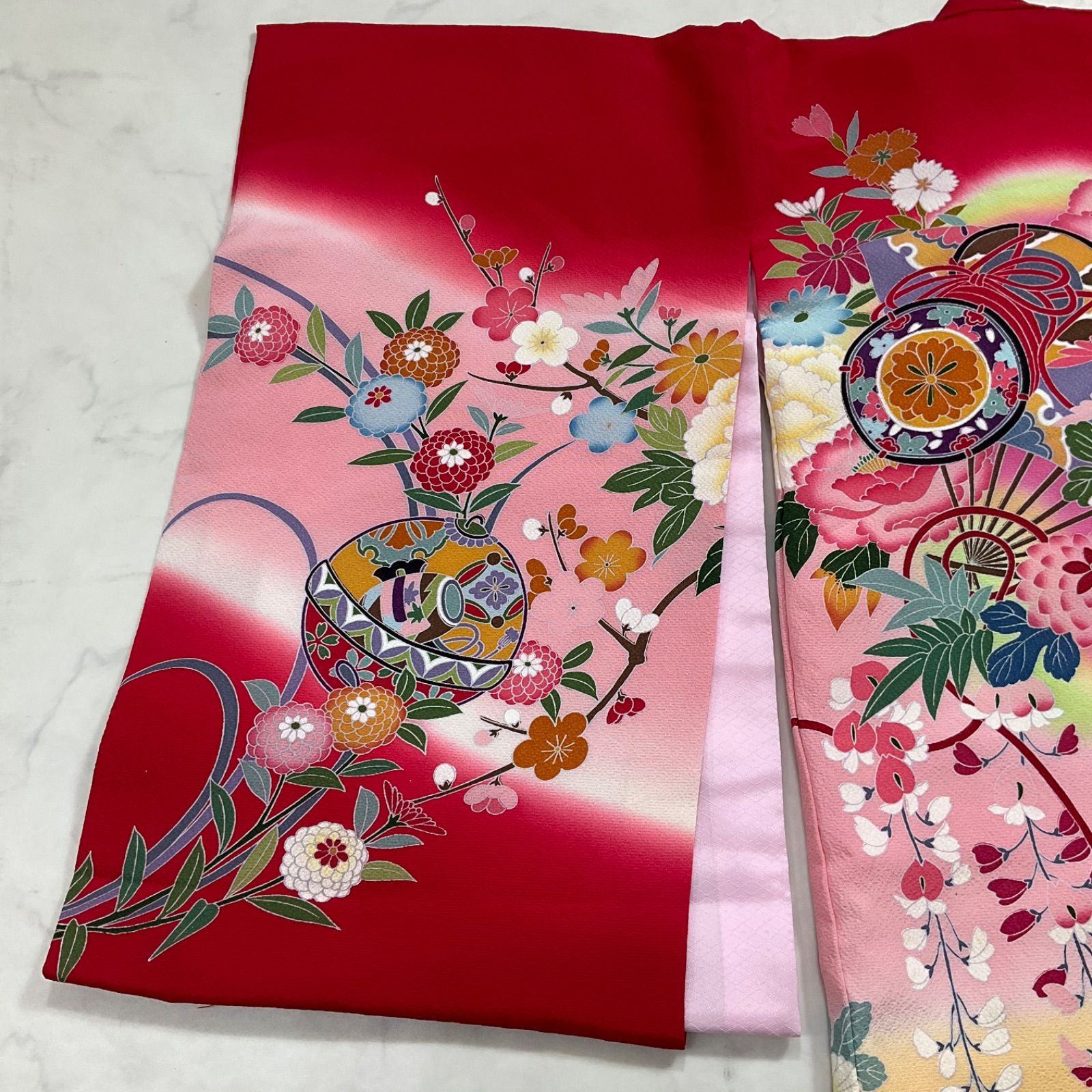 one◆ ◆産着◆お宮参り◆縮緬◆正絹◆長襦袢付き◆子供着物◆七五三◆女の子◆七五三お詣り女の子着物こどものひお正月卒業式十三詣り◆U112