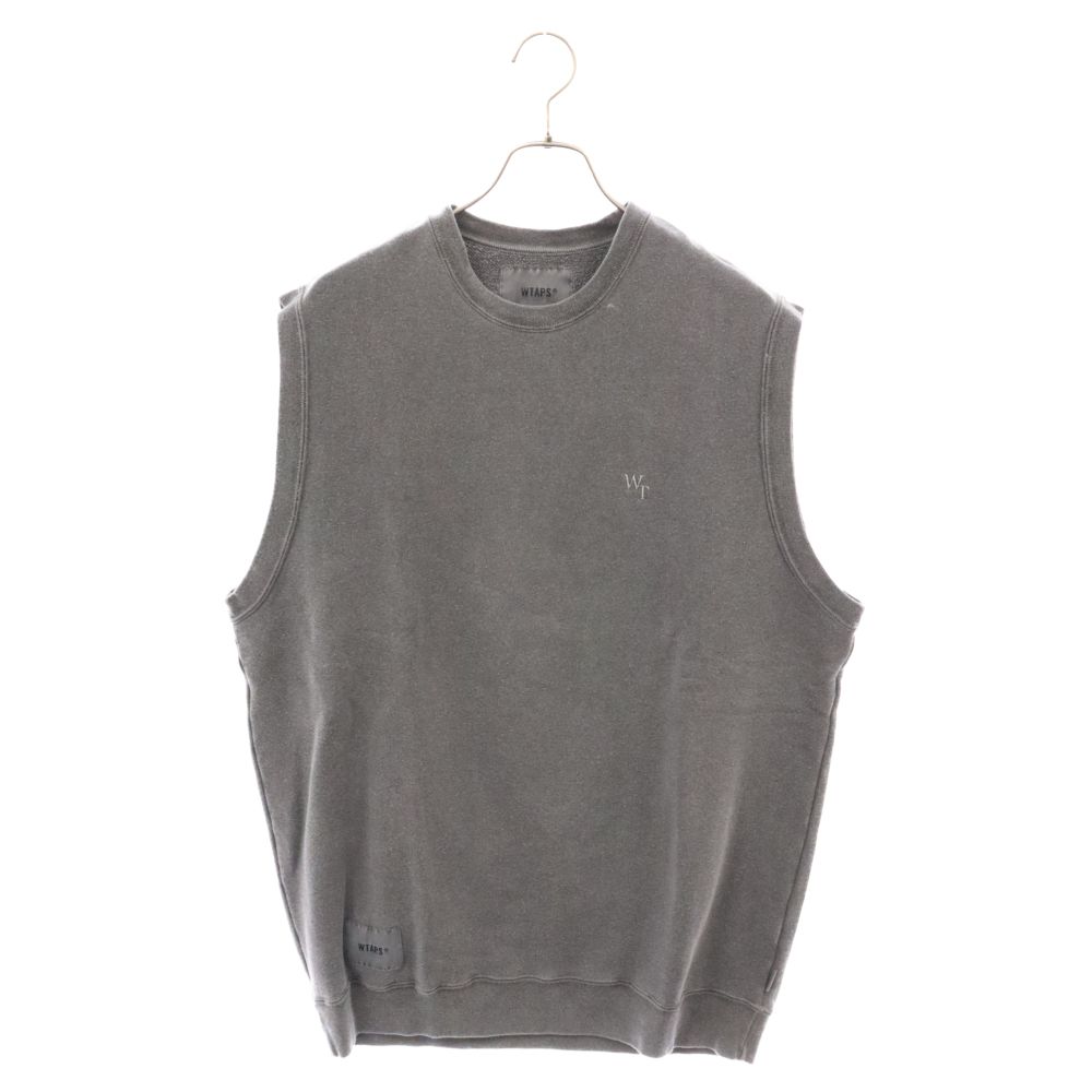 WTAPS (ダブルタップス) 23SS DITCH VEST COTTON LEAGUE フロントロゴ スウェットベスト グレー 231ATDT-CSM17