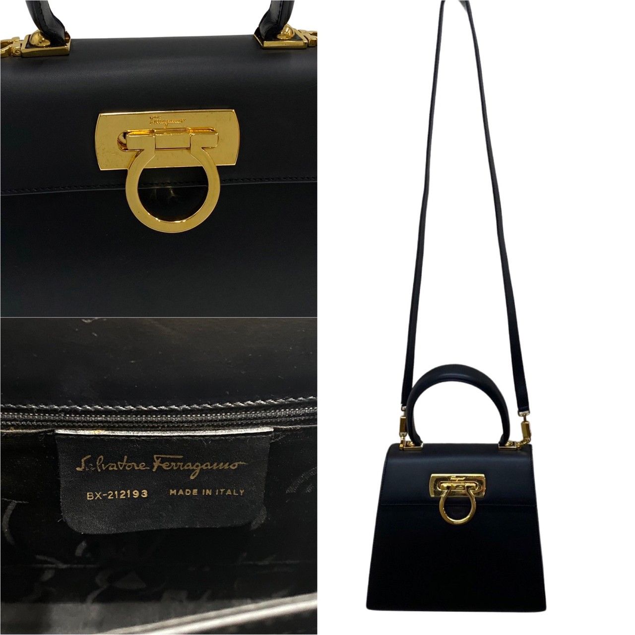 希少 極美品 フェラガモ ガンチーニ ハンドバッグ カーフ レザー ブラック 楽天市場】フェラガモ 2WAYバッグ ガンチーニ ボックスカーフ