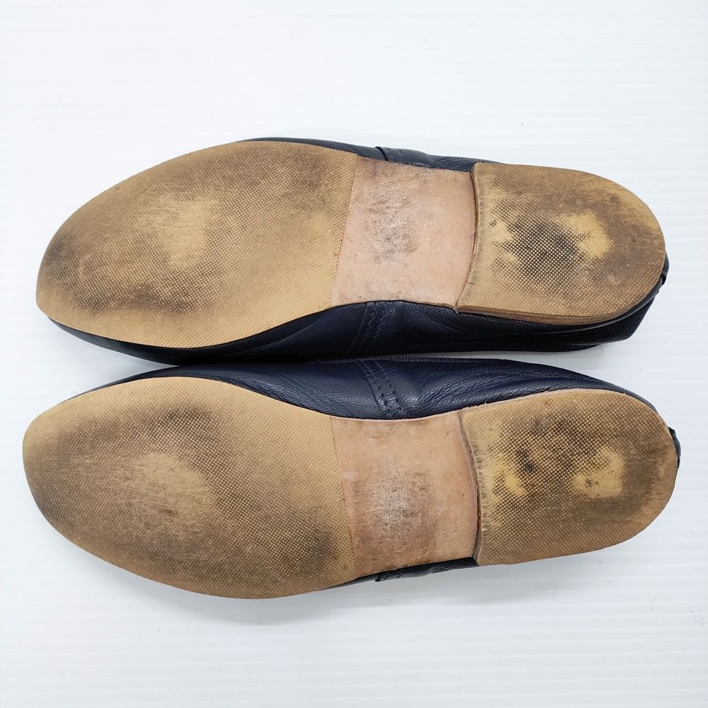 A.P.C./E.PORSELLI レザー フラット バレエシューズ ネイビー