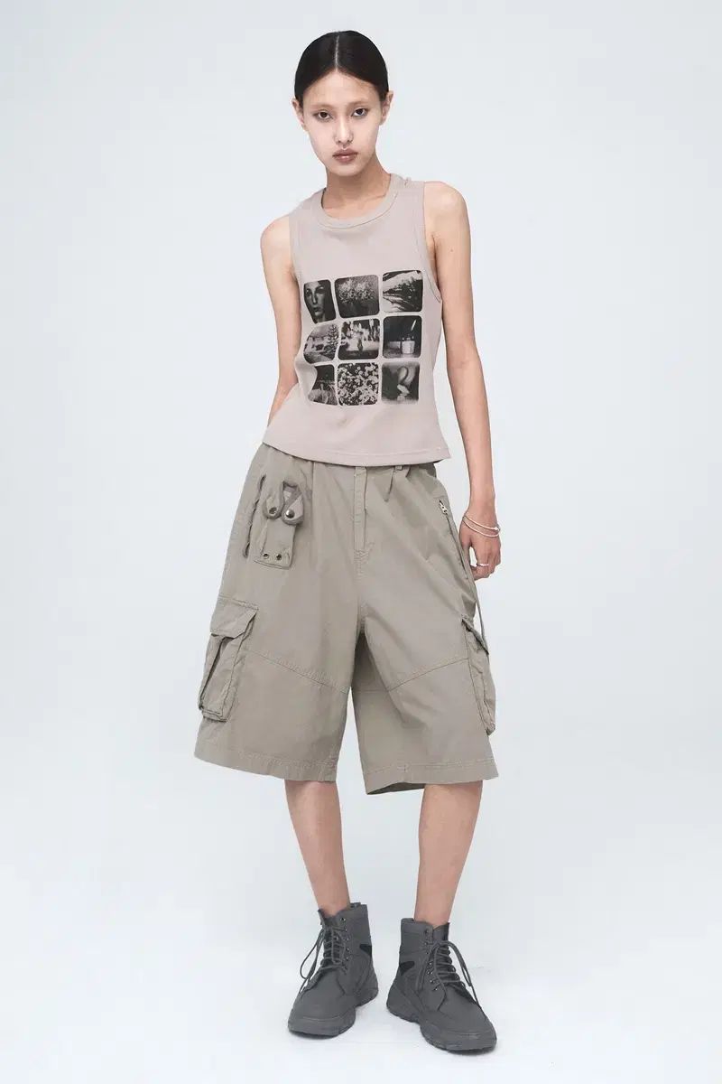 NACHE ナチェ ウォッシュ カーゴ ハーフ パンツ ベージュ