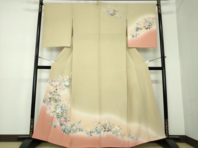 平和屋着物●訪問着　友禅　草花文　暈し染め　正絹　逸品　DAAX4968ps 平和屋着物○訪問着 友禅 草花文 暈し染め 正絹 逸品 DAAX4968ps