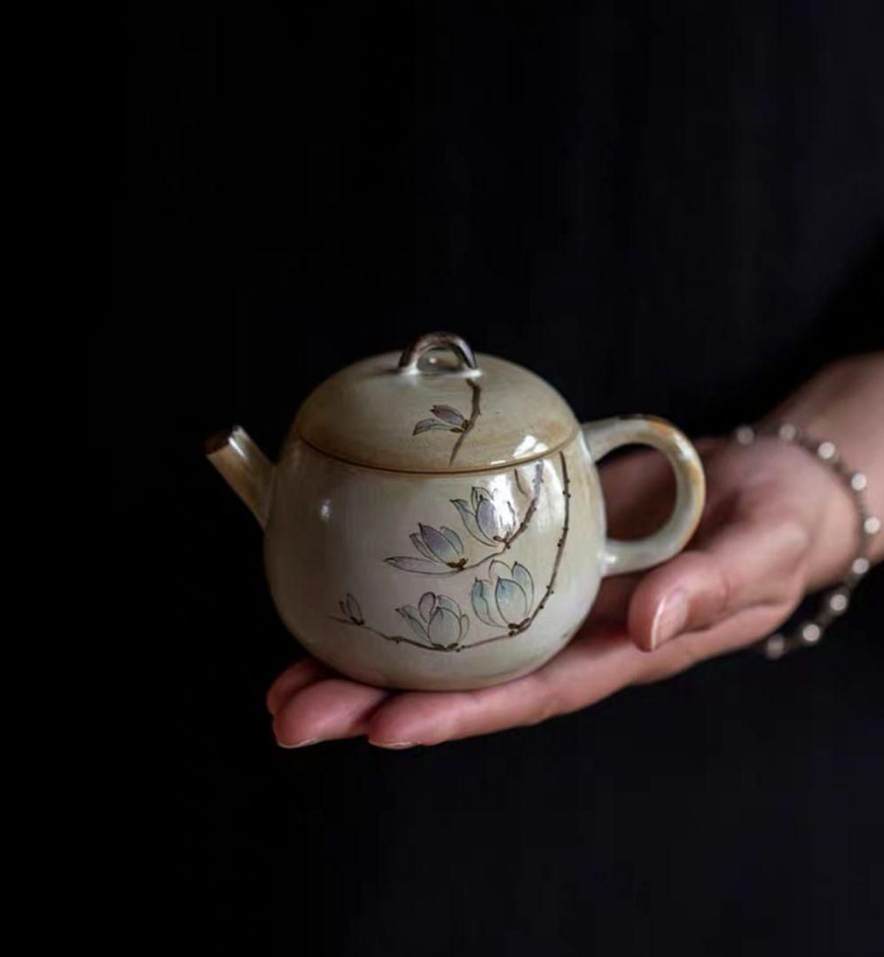 【新品未使用】手描きのティーポット 急須 シンプル おしゃれ セラミックス 茶器
