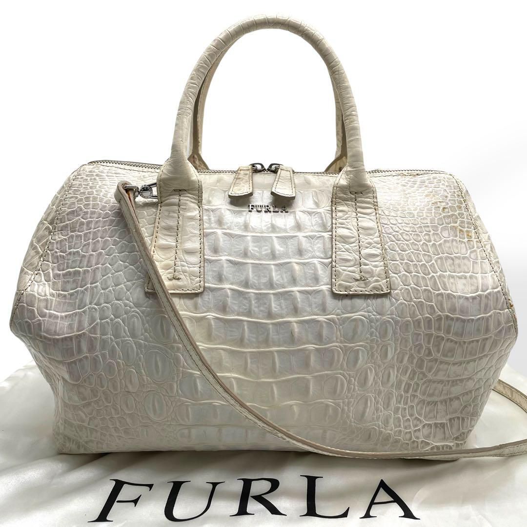 【☆極美品】フルラ アレックスドーム S ハンドバッグショルダーバッググレージュ 良品 FURLA フルラ 2way ハンドバッグ ショルダーバッグ 型押し