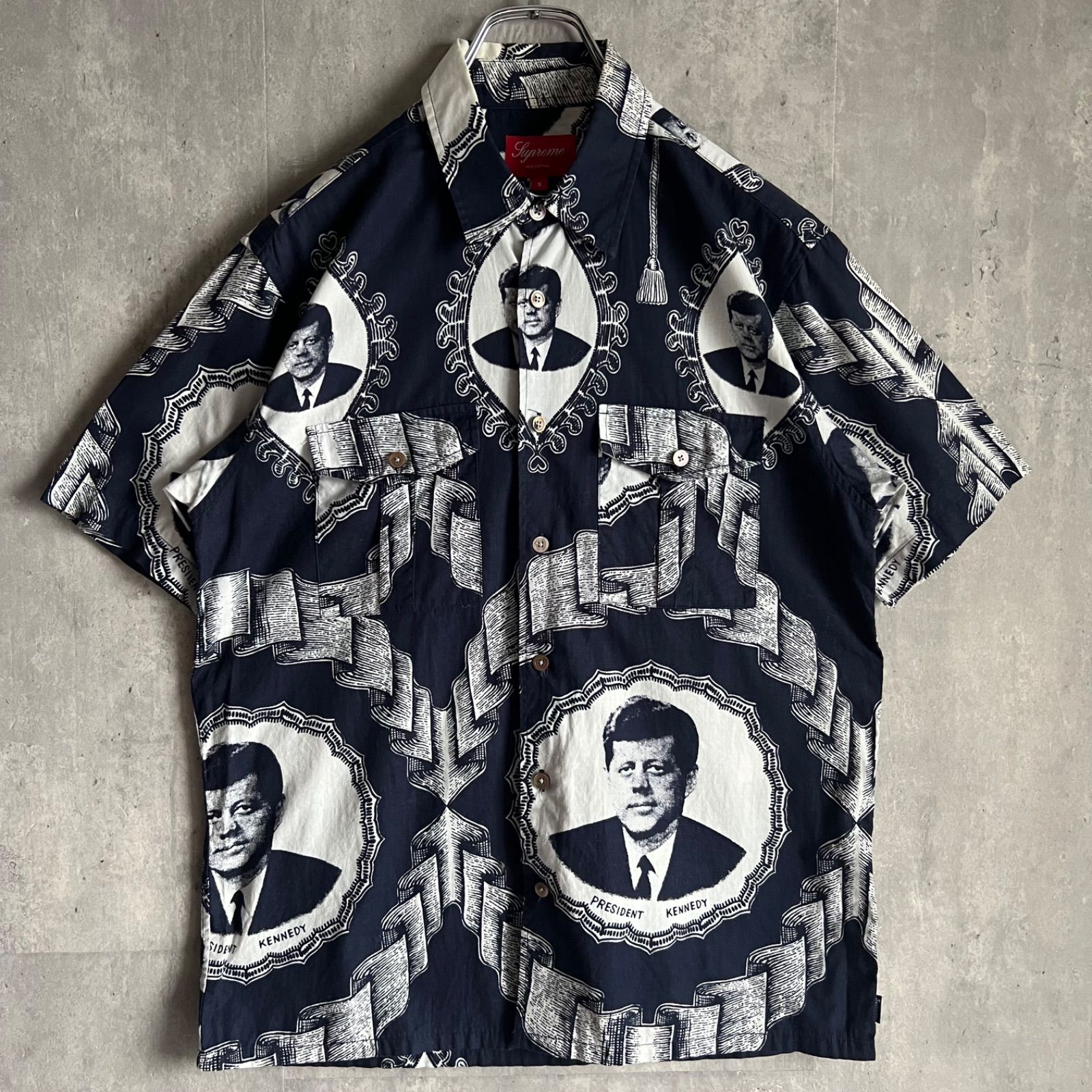 Supreme シュプリーム 13SS John F Kennedy 半袖シャツ S S Shirt ネイビー Sサイズ