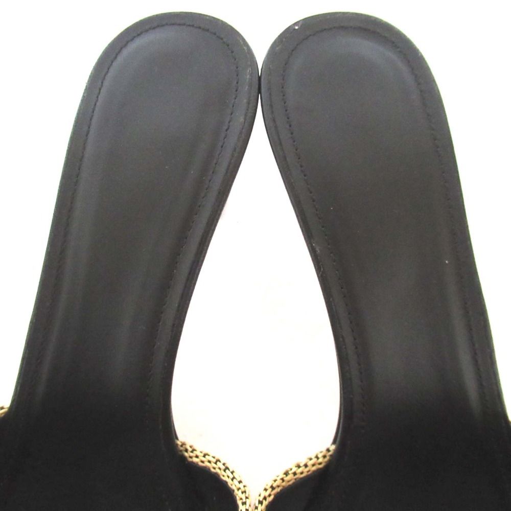 24SS FERRAGAMO フェラガモ ラフィア ジャガード ミュール サンダル サイズ6.5D 24cm相当 ブラック×ベージュ レディース 古着 KIN-KAAI_COM