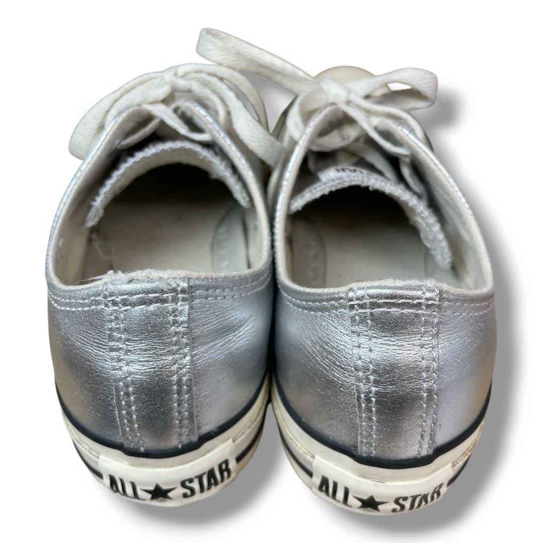 【used】コンバース/レザーオールスター®️OX/シルバー/レザー/24cm コンバース CONVERSE LEATHER ALL STAR (R) OX / レザー