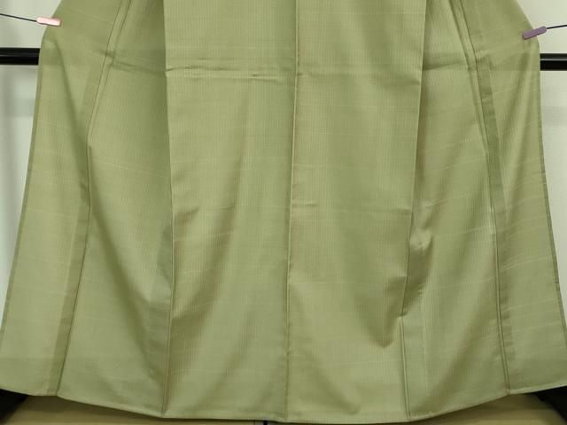 平和屋本店□極上 夏物 銀座もとじ 夏お召 間道 柳茶色地 逸品