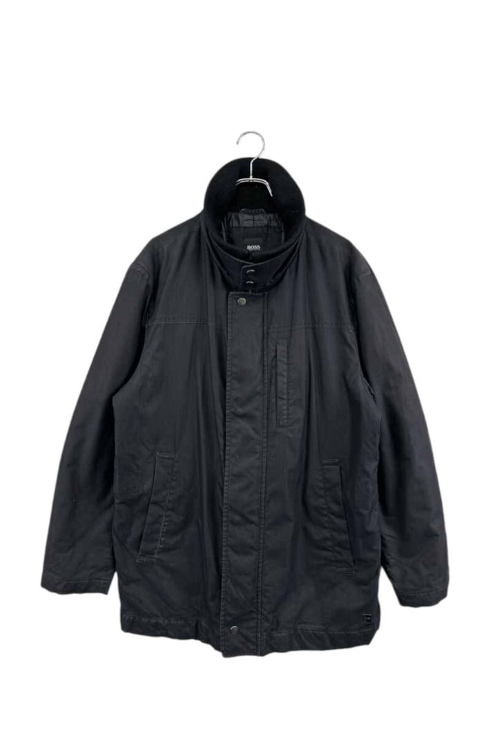上質   BOSS ボス ブルゾン  無地 ブラック系   ダブルジップ  メンズ サイズ 52  6 単