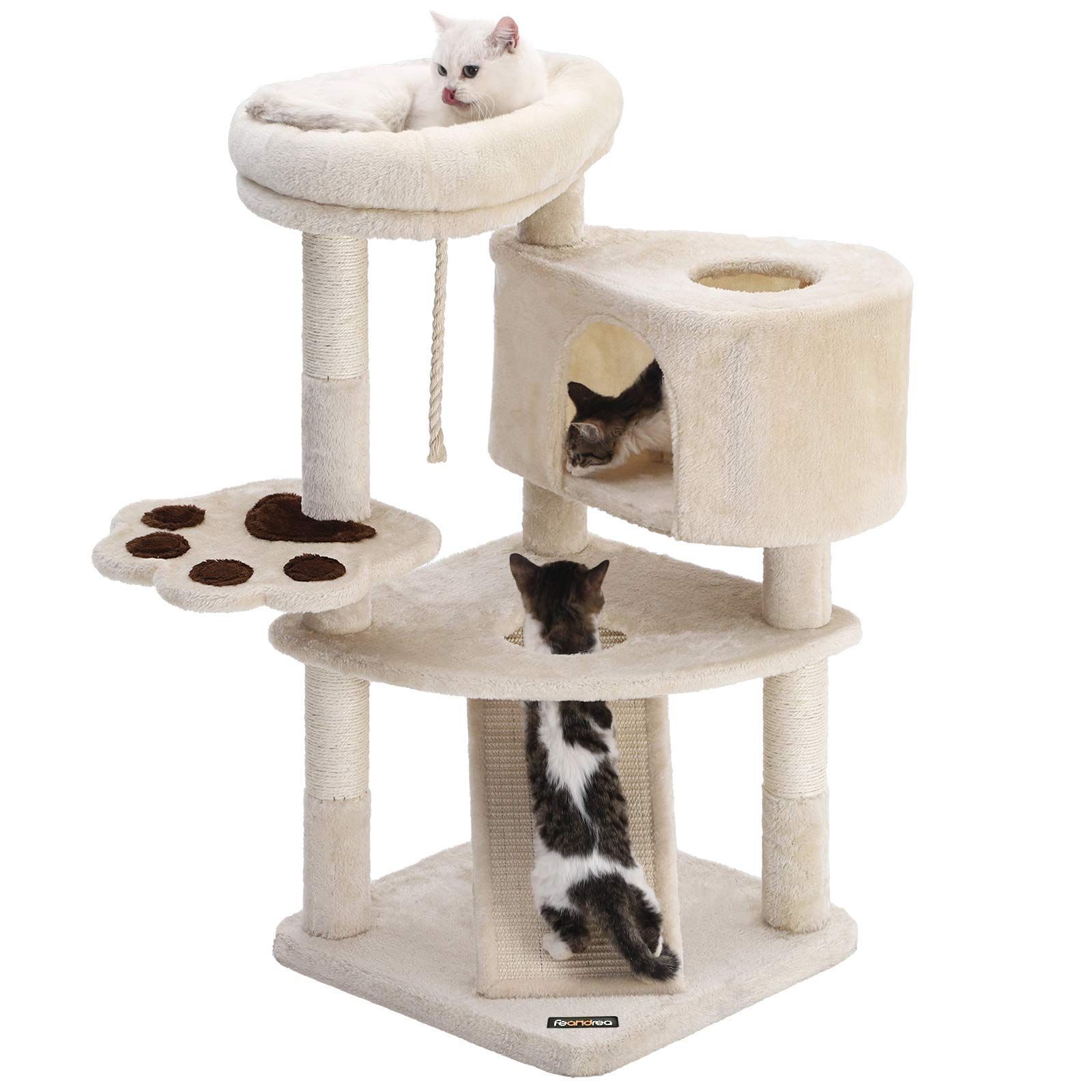 新着商品 キャットタワー スロープ付き 登り降りしやすい 爪とぎ 猫タワー FEANDREA 子猫とシニアも楽々 95cm PCT40M