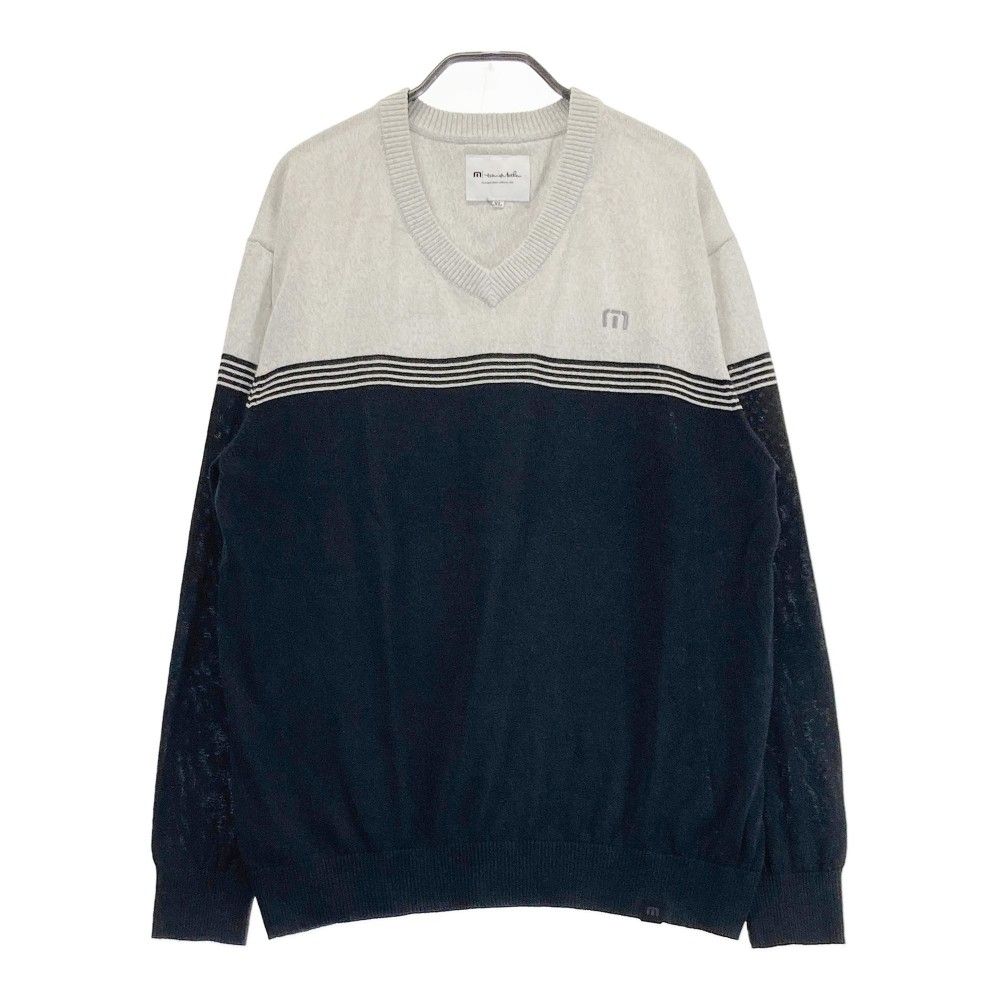 サイズ：M TRAVIS MATHEW トラビスマシュー  ニットセーター ボーダー柄 パープル系 [240101423579] ゴルフウェア メンズ ストスト TRAVIS MATHEW トラビスマシュー ニットセーター ボーダー柄