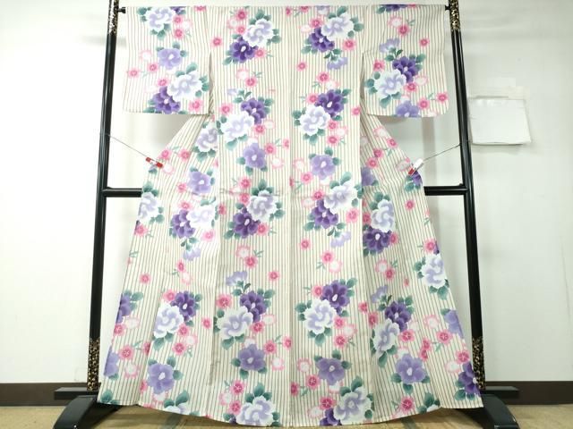 平和屋着物∴夏物 浴衣 綿紅梅 椿 間道 綿 逸品 CAAY4452ng - メルカリ