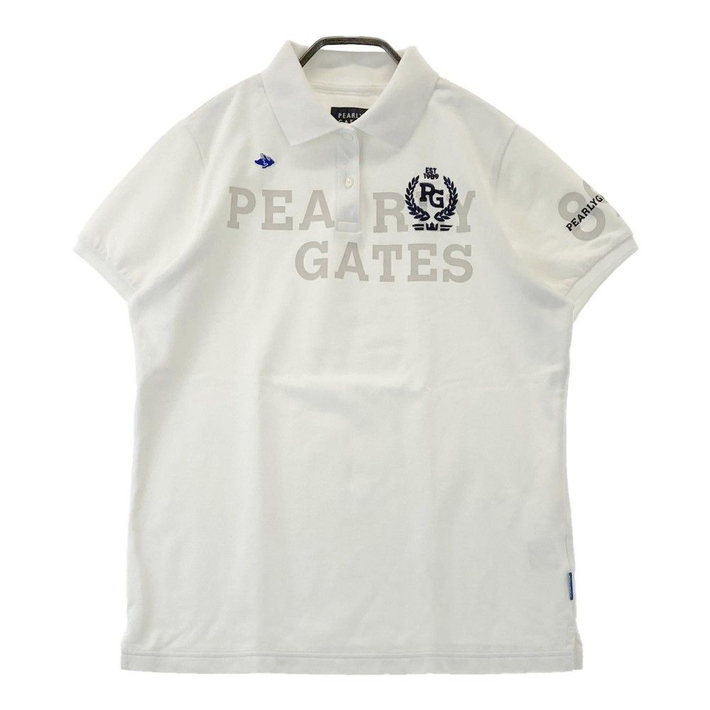 サイズ：2 PEARLY GATES パーリーゲイツ  半袖ポロシャツ フロッキー  ホワイト系 [240101447332] ゴルフウェア レディース ストスト サイズ：2 PEARLY GATES パーリーゲイツ 半袖ポロシャツ