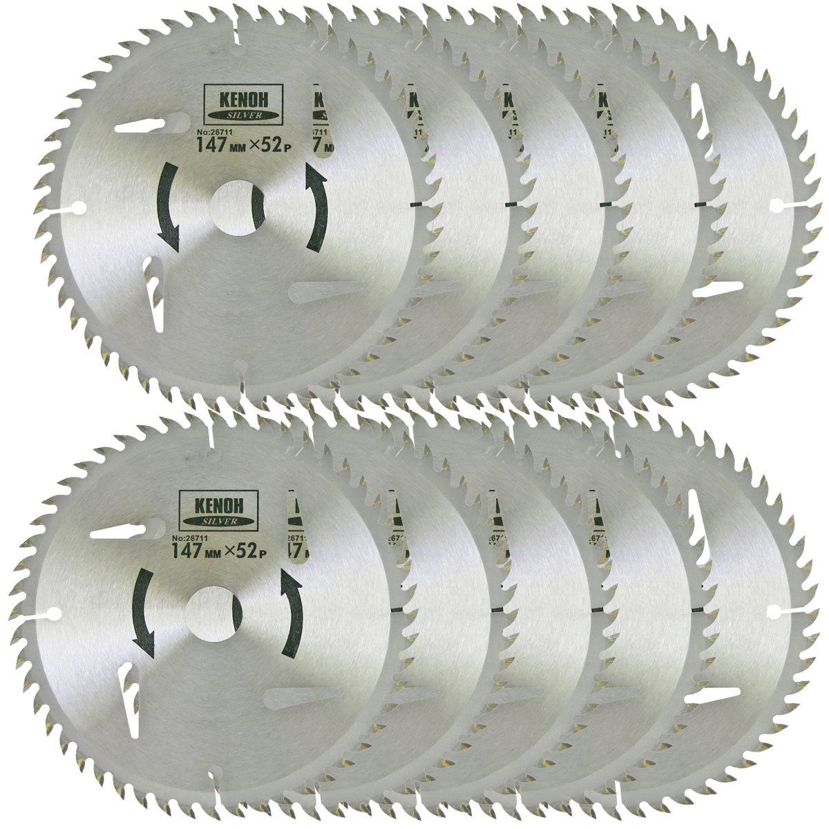 Size 147x52P KENOH 木工用チップソー 両側研磨 10枚入 147mm 147x52P