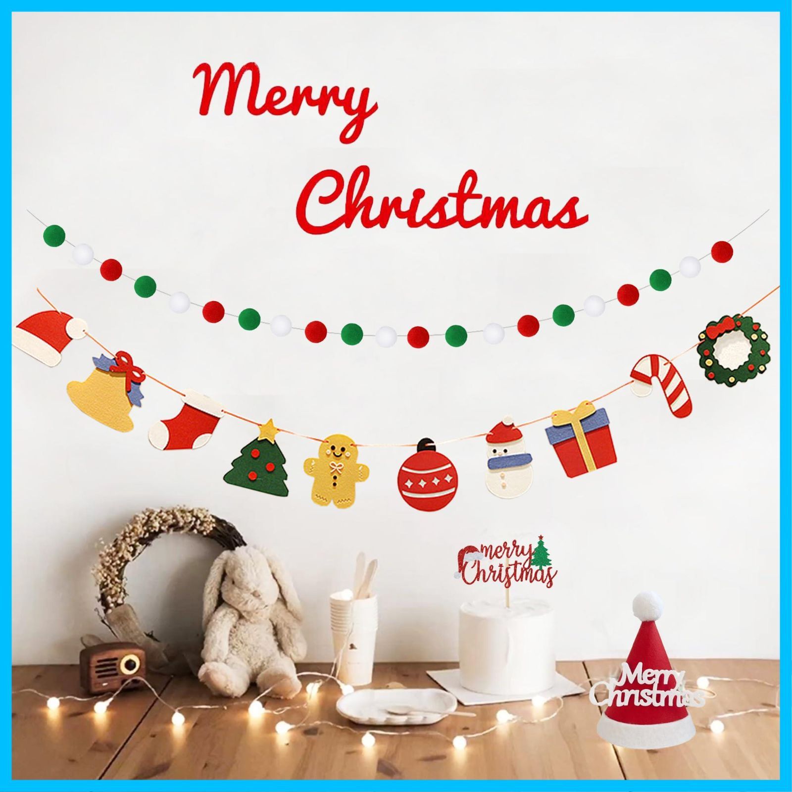 【特価商品】Garland Christmas Felt ガーランド クリスマス クリスマス クリスマス 屋外 クリスマスステッカー モール Decorations お祝い、クリスマスプレゼント 飾り 飾り 飾り 子供 写真背景 大人 