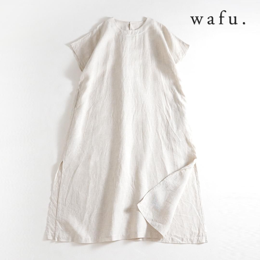 432t ワフ wafu. リネン スリット入りワンピース