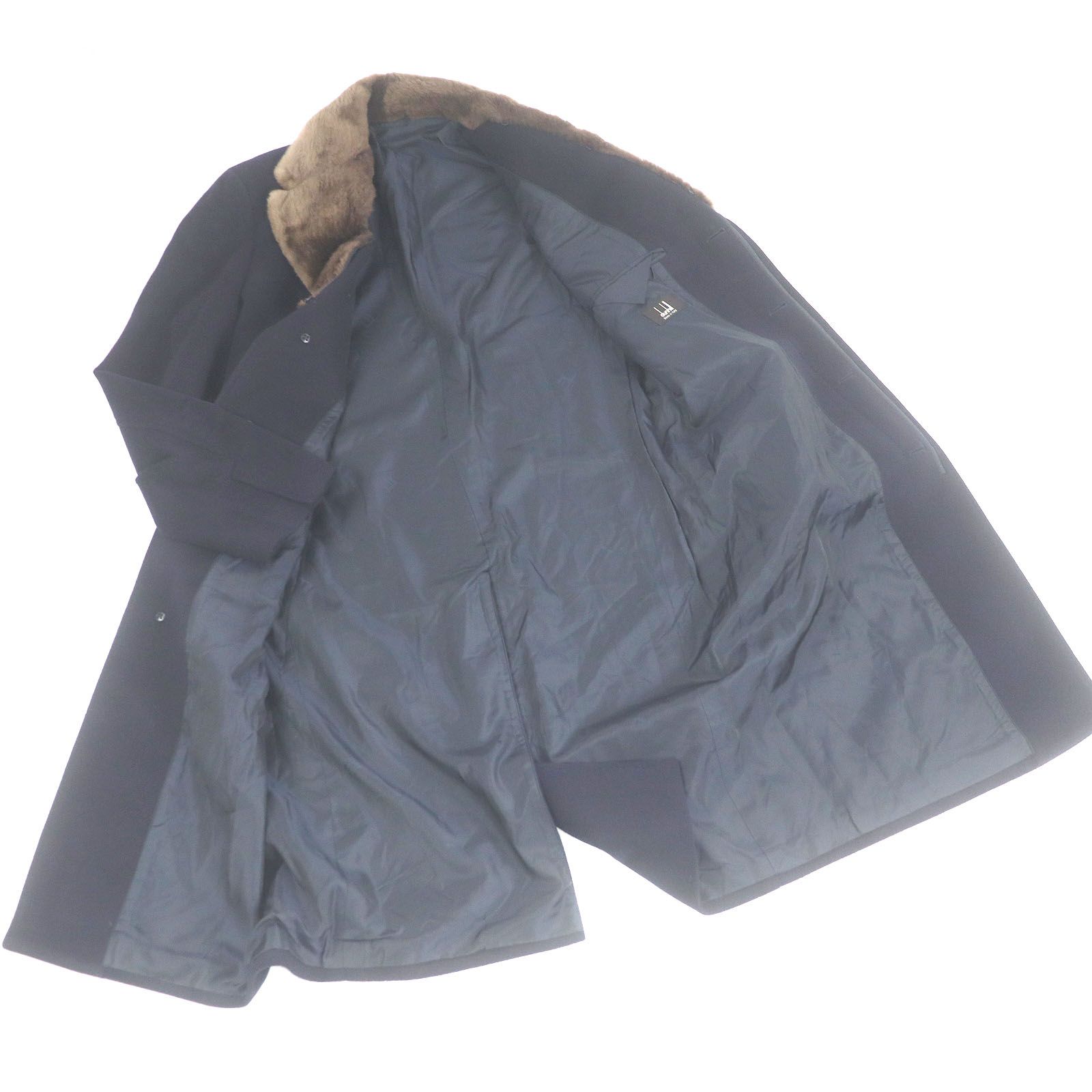 美品□Dunhill ダンヒル カシミヤ100％ フライフロント 襟ビーバー