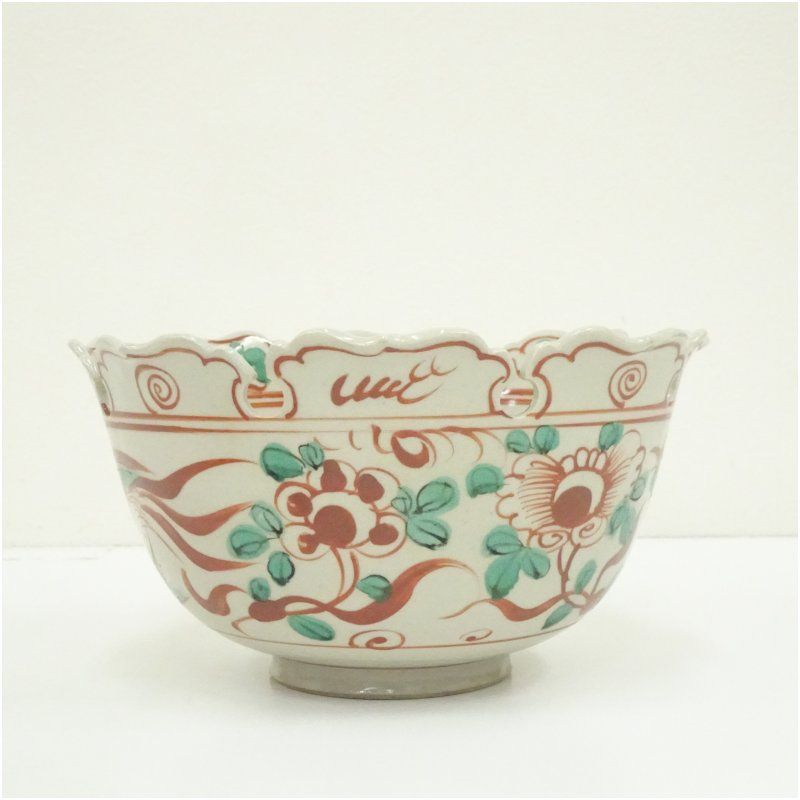 萬古焼　古萬古　色絵　桜絵　大菓子鉢　時代箱 V　R4108 越前 金箔桜絵 角小箱 – 漆器 高翆
