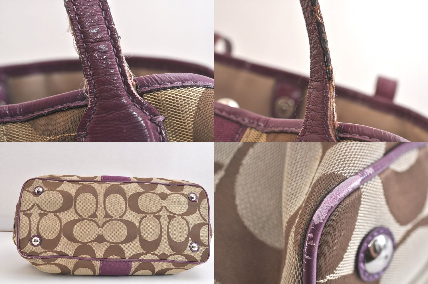 COACH コーチ シグネチャー ショルダーハンドバッグ キャンバス レザー F13533 ブラウン 2829N DECORATOM_COM_BR