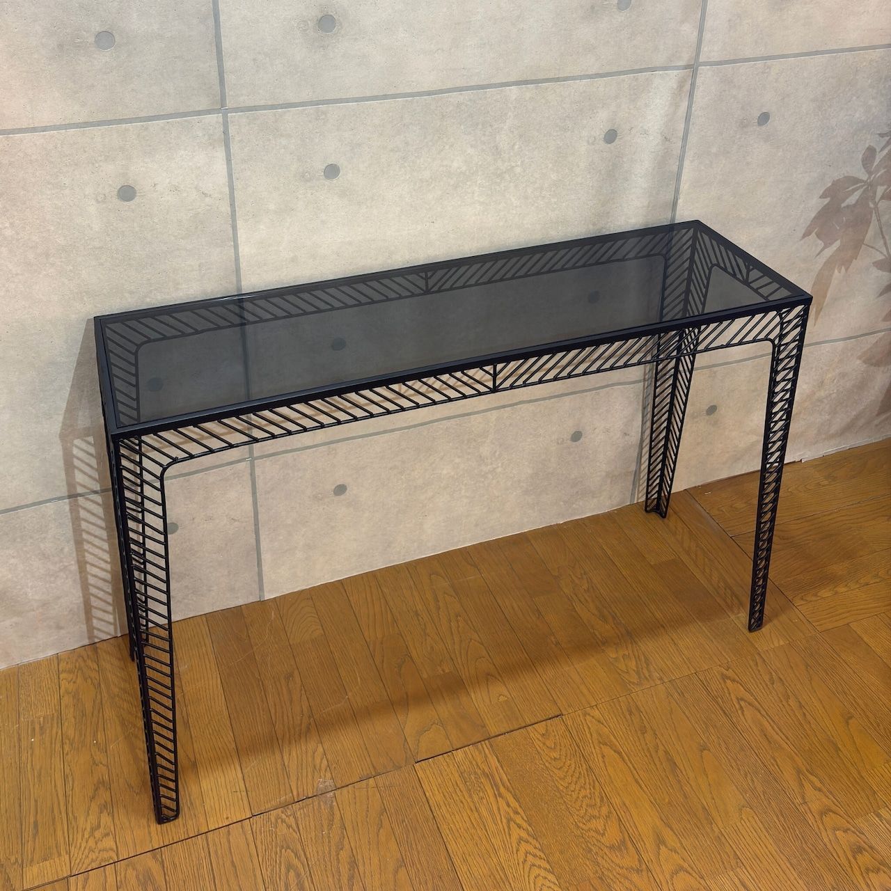 コンソールテーブル W120cm アイアンフレーム×ガラス天板 デスク コンソール ミッドセンチュリーモダン