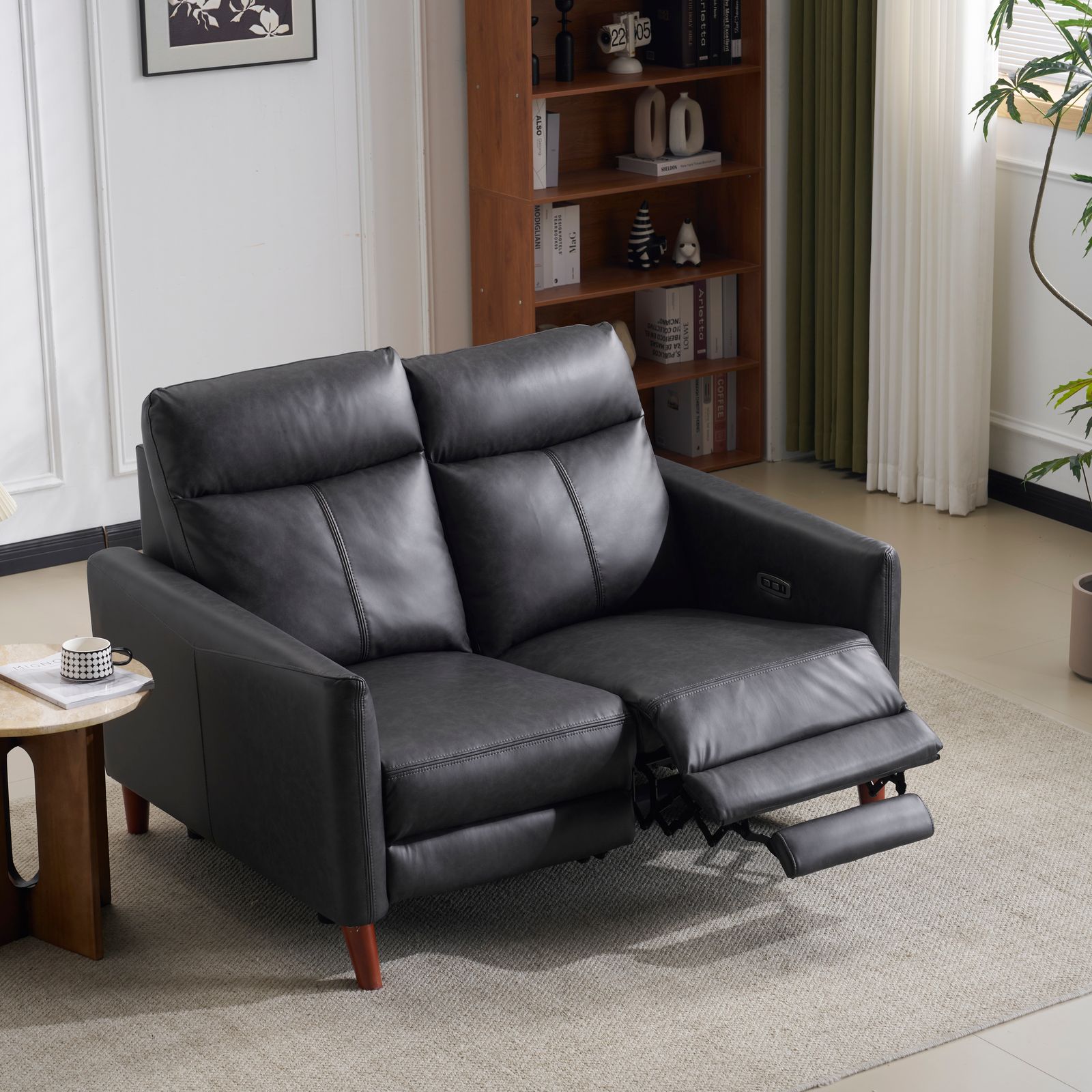 13%割 ゼロウォール 二人掛けソファ 電動 リクライニング USB Type-C充電口付き 156° リクライニングソファ 2人掛け オットマン一体型 電動ソファ 耐圧分散 リクライニングチェア 二人掛け ソファ北欧 チャコールグレー