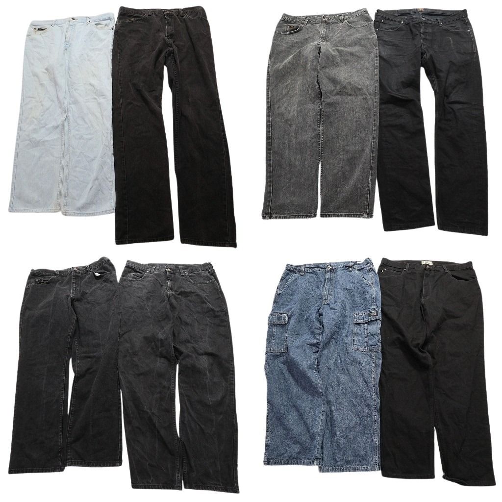 古着卸 ブランドmix デニム パンツ 8枚セット メンズ W38 LEE ラングラーエルエルビーン ブラック カーゴ 古着 NA5913
