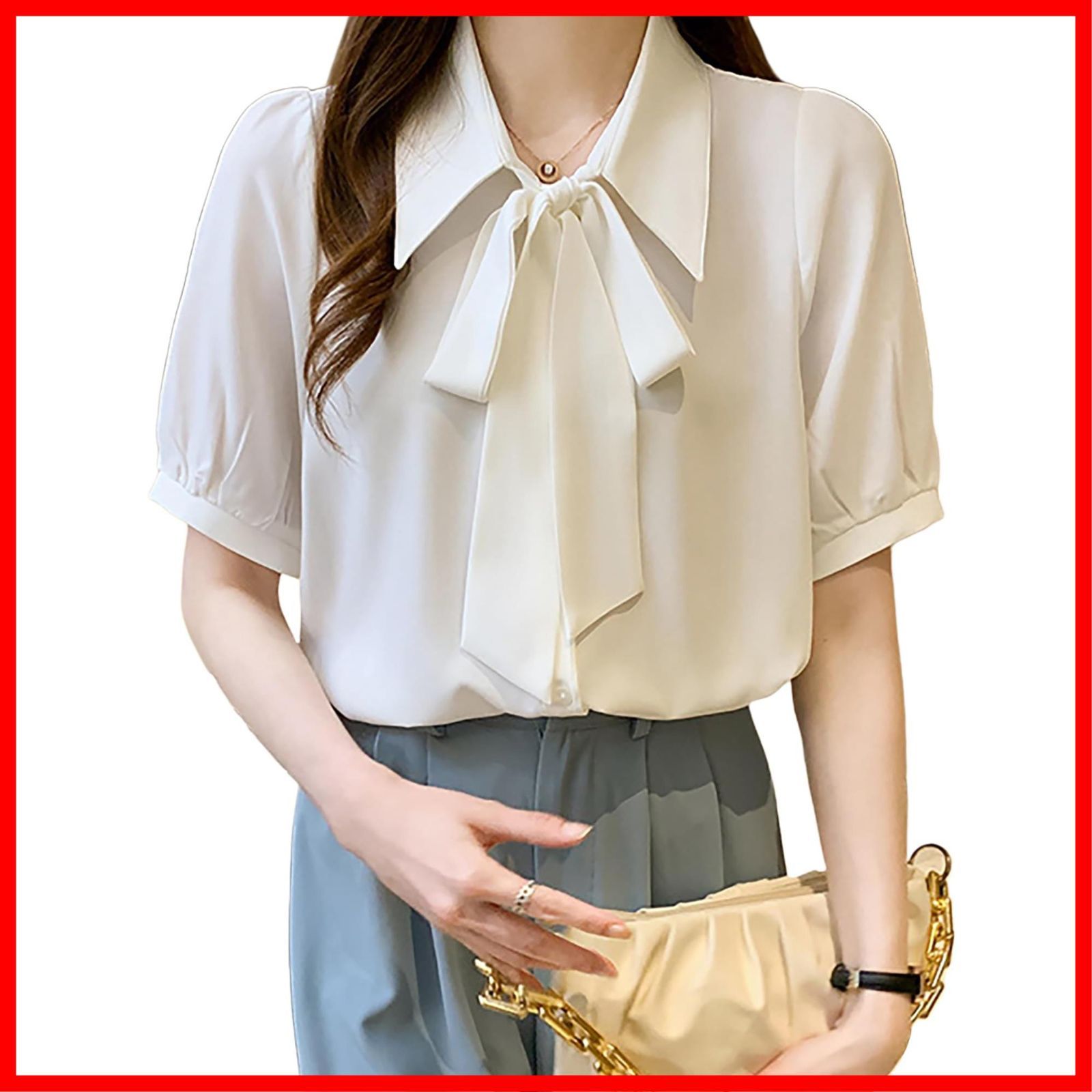 HYKE 半袖ブラウス 白 サイズ36 美品 ハイク T/Cバルーンスリーブ 半袖 