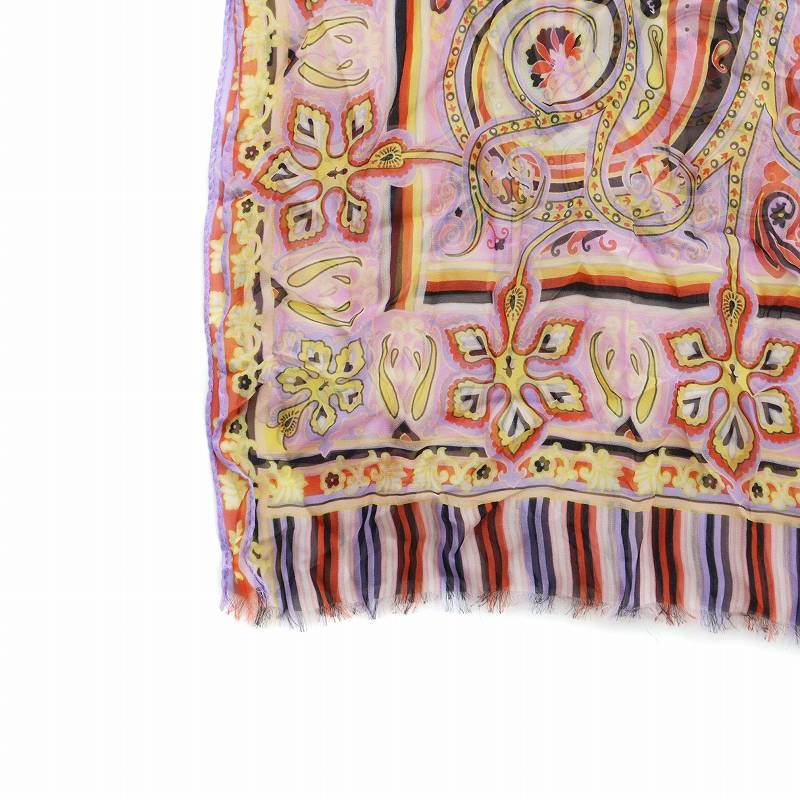 エトロ ETRO 大判スカーフ ストール 絹 シルク 総柄 ロゴ マルチ